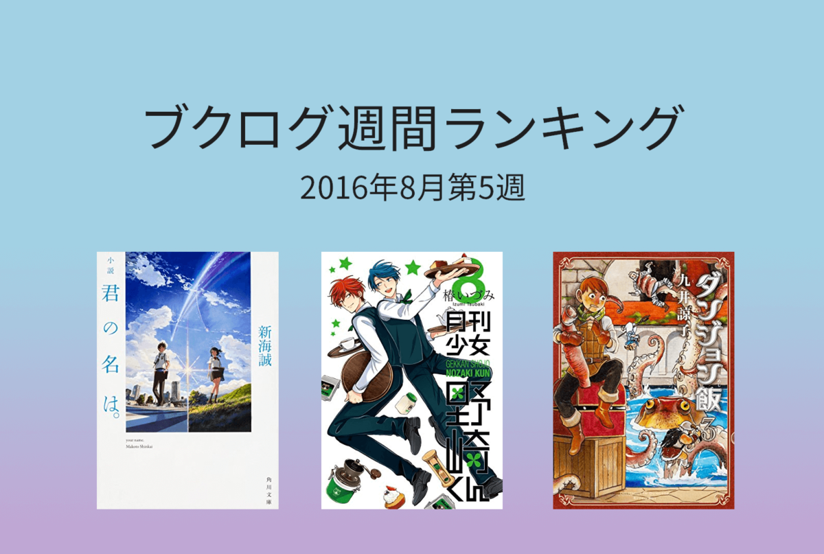 大人気アニメ映画の原作小説 新海誠 小説 君の名は が本ランキング1位獲得 16年8月第5週の週間ランキング ブクログ通信